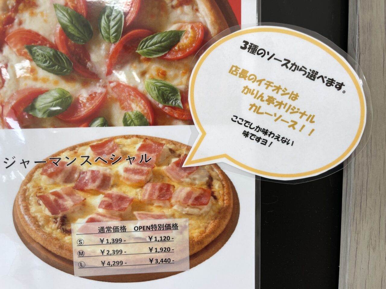 カレーソースのピザ