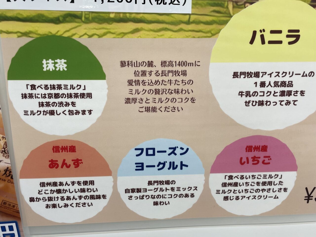 アイスクリーム各種の説明
