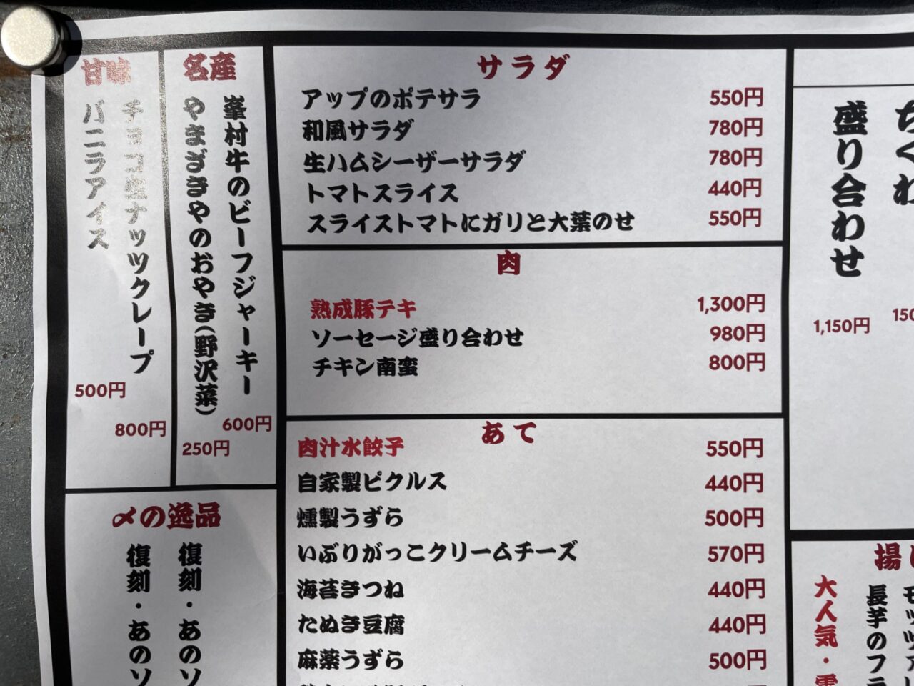 メニュー