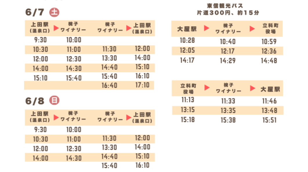 バスの運行スケジュール表